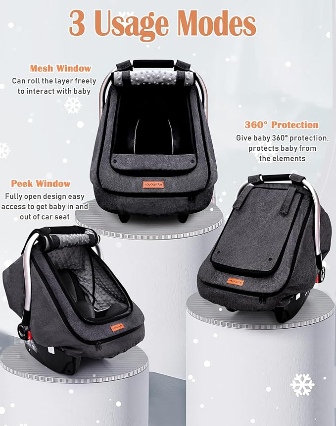 Waterproof Baby Stoller Bunting Bags Winter Carseat Canopies Cover to Protect Baby from Cold Wind, Super Warm Plush Fleece Baby Carrier Cover for Infant Boys Girls, Keeps Babies Warm and Cozy