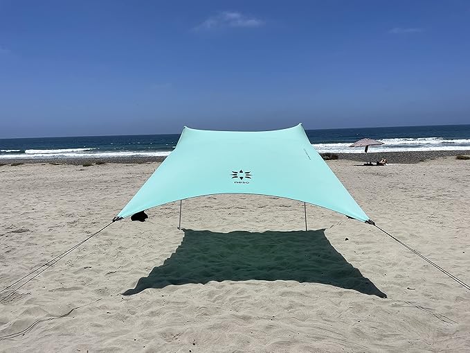 Neso Tents Beach Tent with Sand Anchor, Portable Canopy Sunshade - 7' x 7' - Patented Reinforced Corners (Seafoam)