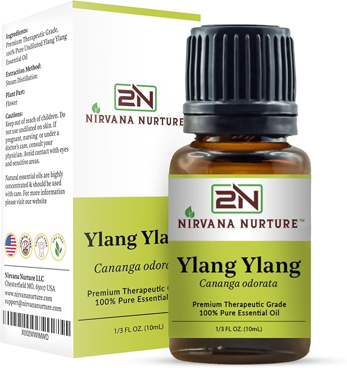 Ylang Ylang Essential Oil 100% Pure Premium Therapeutic Grade, Undiluted - Aromatherapy Diffuser for Calm and Relaxation, Skin Care, Hair Care