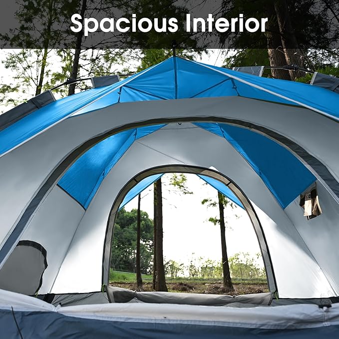 MOON LENCE Instant Pop Up Tent for 3-4 Person - Automatic Portable, Windproof for Camping, Hiking, Mountaineering