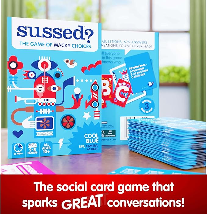 SUSSED The Wacky ‘What Would You Do’ Card Game - Social Fun for Teens, Boys, Girls for Kids Ages 10+ & Adults - Blue Pack