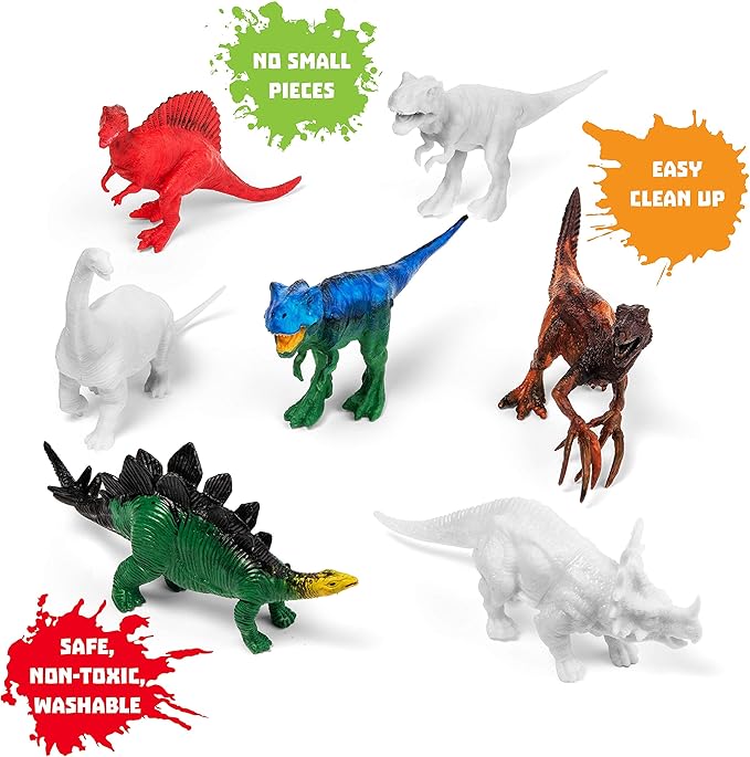 STEM.org Dinosaur Painting Kit for Kids with Dino Trivia-Dinosaur Crafts for Kids Ages 3-5 + w/ 2 T-Rex Set - Screen Free, Educational Gifts for Boys