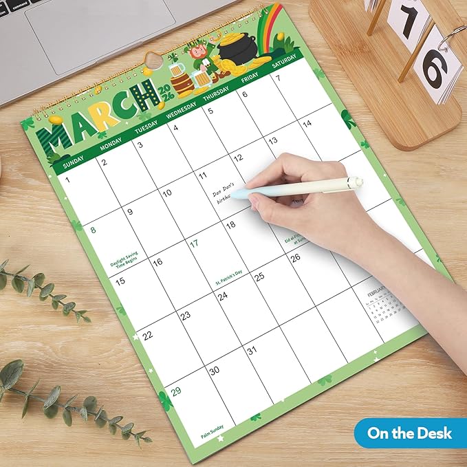 Wall Calendar 2026-2027, 18 Month Calendar from January 2026 to June 2027 14.5" x 11.8" Large Desk Calendar with Twin-Wire Binding for Home Office Planning Personal Organisers, Festival Style