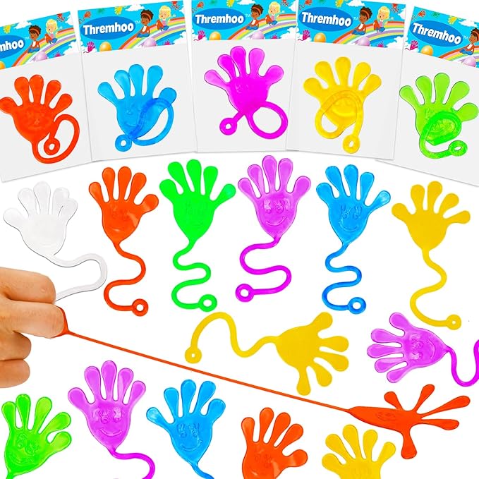 40 Pcs Sticky Hands For Kids Party Favor Goodie Bag Stuffer Stretchy Treasure Box Toy Exchange Classroom Prize Bulk Toy Pinata Filler School Gift Bag Small Favors Slap Hand Christmas Party Supplies