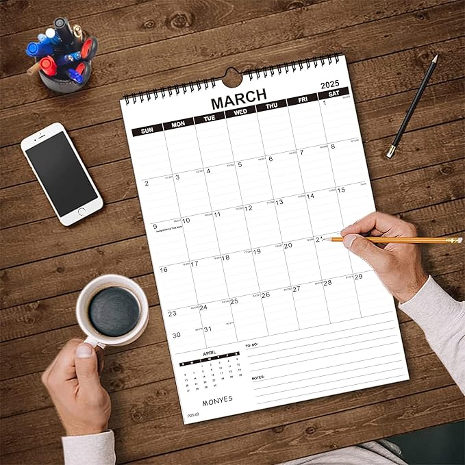 Wall Calendar 2025-2026 Large, 17" x 12" Academic Calendar, Monthly Calendar with Wire Binding & Hanging Hook, Large Wall Calendar