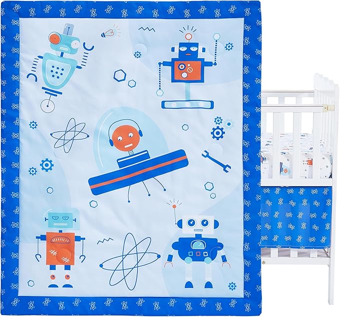 Viviland 3 Pieces Baby Bedding Set for Boy Girls, Baby Bedding Set for Newborn, Infant & Toddler - Robot
