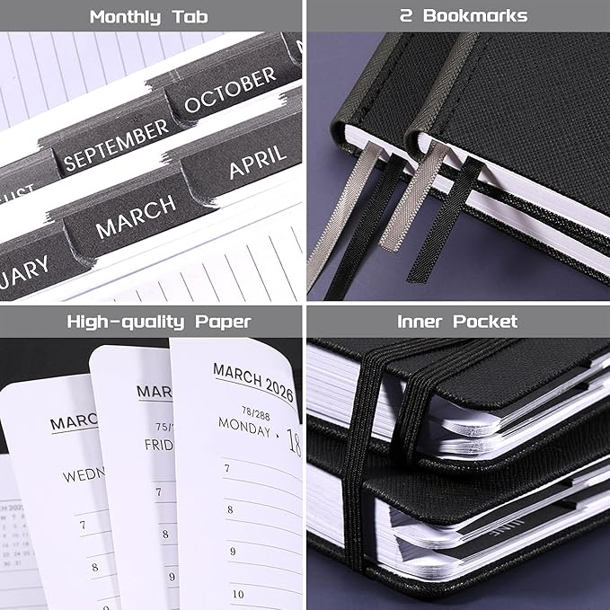 2025-2026 Appointment Book & Planner - Jul 2025 - Jun 2026, Daily Hourly Planner, 5.75" X 8.25", 60-Minute Interval, Faux Soft Leather Cover, Premium Paper, Academic Calendar, Pen Holder, Inner Pocket