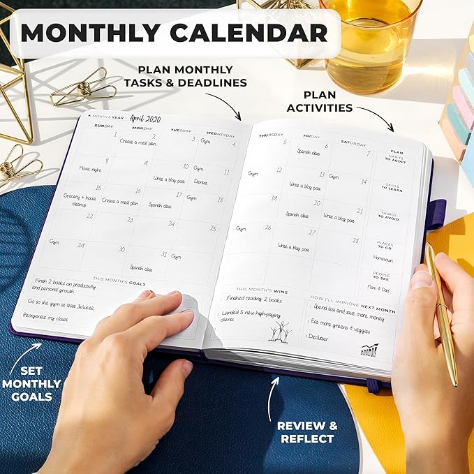Clever Fox Planner Premium Edition – Undated Luxurious Weekly & Monthly Planner to Increase Productivity and Hit Your Goals – Organizer – Start Anytime, A5, Lasts 1 Year, Purple (Weekly)