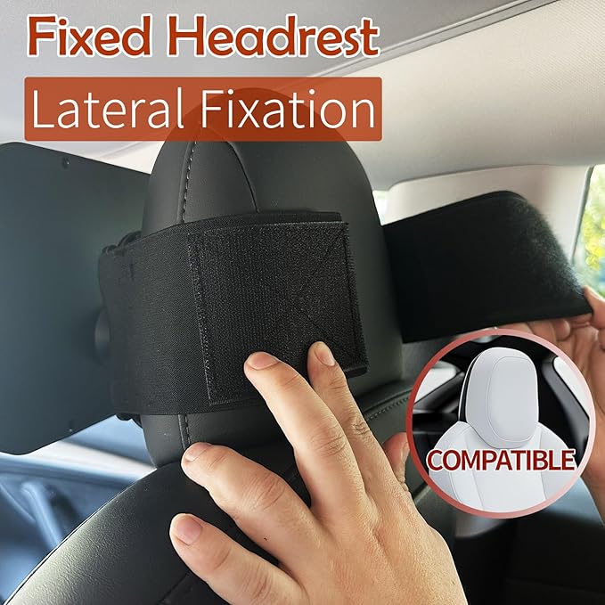 Funbliss Baby Car Mirror for Fixed Headrest, Compatible with Tesla Car Mirror for Baby and Other Models, 360° Rotation Clear & Wide View, Easy Install with Non-Slip Elastic Fixing