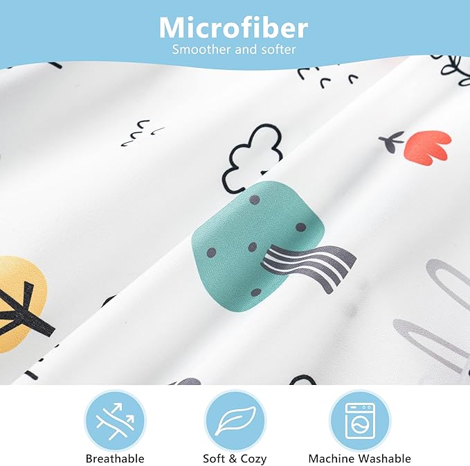 TILLYOU Toddler Pillowcase 2 Pack with Envelope Closure,Silky Soft Microfiber 13" x 18" Kids Travel Pillow Cases,Bib Bear & Colorful Love