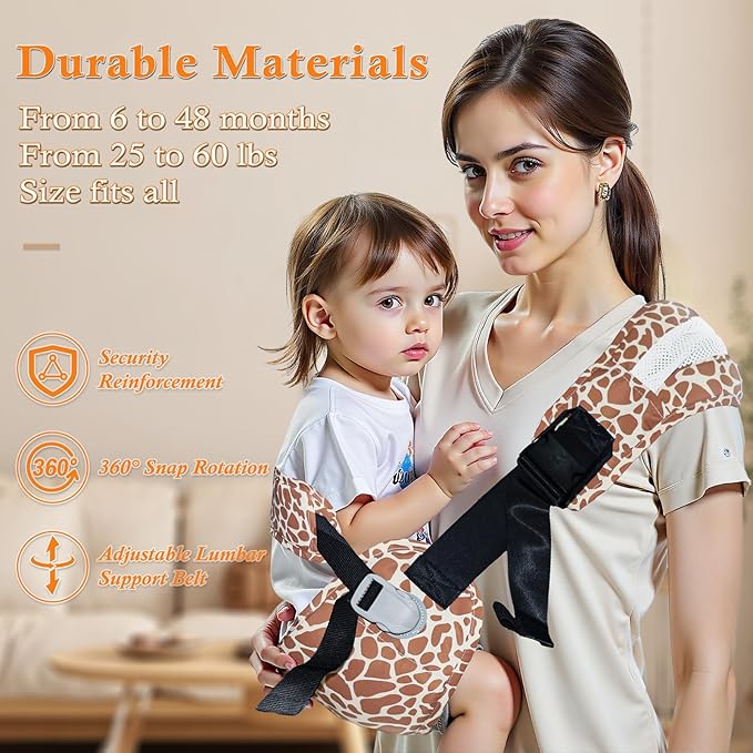 Baby Carrier Newborn to Toddler-Adjustable Baby Sling Carrier,Toddler Carrier for 25-60lbs,Comfortable Baby Sling for Hands-Free Carrying (Coral Leopard Print)