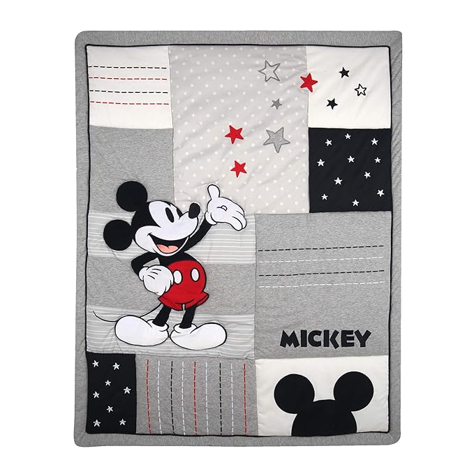 Lambs & Ivy Disney Baby Magical Mickey Mouse 3-Piece Crib Bedding Set - Gray