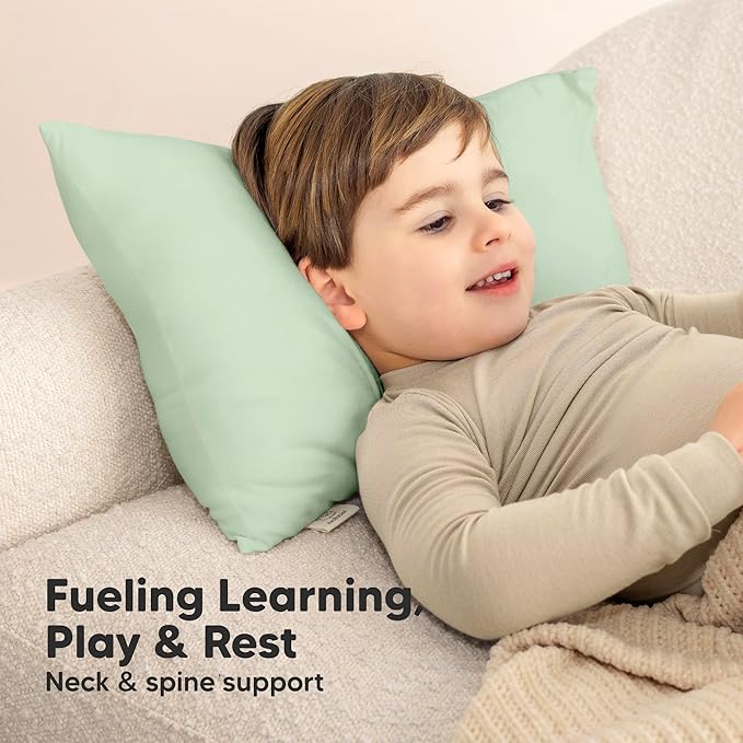 Toddler Pillow with Pillowcase - 13x18 My Little Cuddly Pillow, Viscose Derived From Bamboo Nursery Toddler Pillows for Sleeping,Kids Pillow,Small Travel Pillows,Mini Toddler Bed Pillow (Sage)