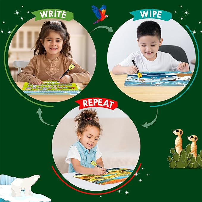 Skillmatics Search and Find Animals Educational Game - Reusable Preschool Learning Activities, Perfect for Toddlers & Kids Who Love Toys, Art & Crafts, Builds Vocabulary, Gifts for Ages 3, 4, 5, 6