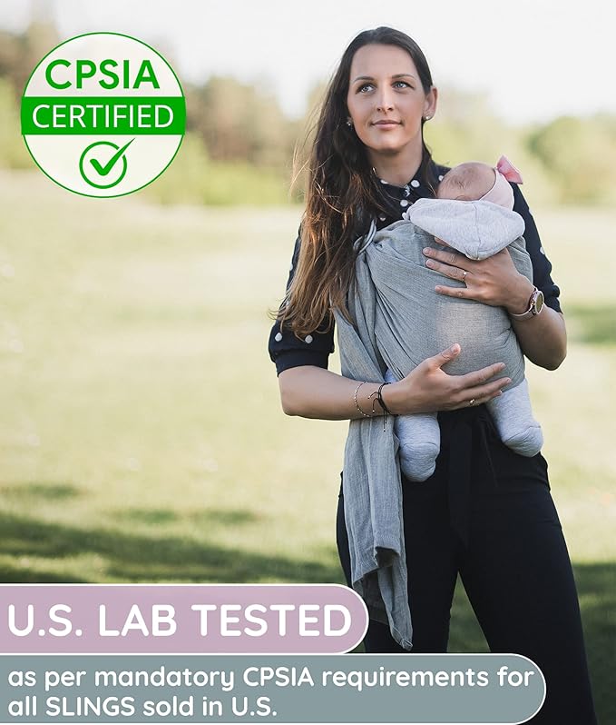 Baby Sling Carrier – Breathable 100% Cotton Wrap for Infant Support, Ring Sling Baby Carrier – Adjustable Muslin Fabric, Baby Carrier Newborn to Toddler – Soft Chest Hold for Travel Dark Grey