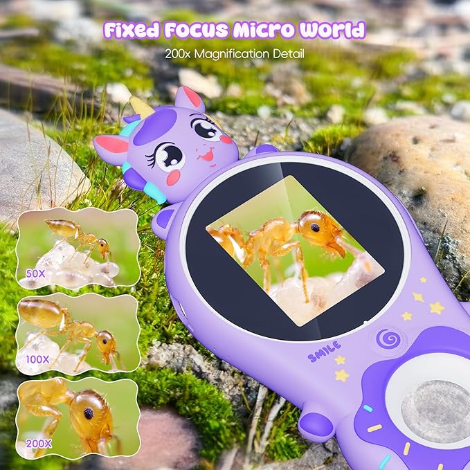 Kids Magnifying Glass with 8 Lights,Handheld Microscope for Stem Toys, Edu Gift Age 4-6 8-12 Children Students