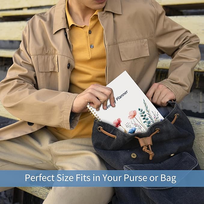 Undated Weekly Planner, Weekly To Do List Notebook with Goal & Habit Tracker Organizer, A5 5.8" x 8.0" Weekly Planner Notebook with Spiral Binding for Men or Women