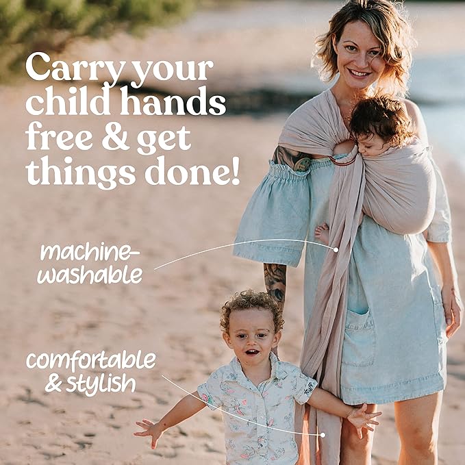 Nalakai Luxury Ring Sling Baby Carrier, Soft Linen Blend Baby Sling, Baby Wrap, Wear Your Little One Close to Your Heart, Longer Length