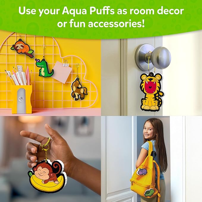 Skillmatics 3D Art Kit - Aqua Puffs Animals, Mess-Free Paint by Number Craft for Kids, DIY Color & Inflate Activity, Travel & Creative Gift for Girls & Boys Ages 4, 5, 6, 7, 8, 9, 10