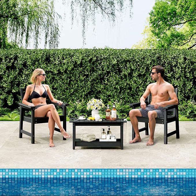 35" Shower Bench, Waterproof Poly Lumber Shower Stool for Shaving Legs, Shower Chair Seat Holds up to 400lbs, Bathroom Bench for Inside Shower, Non-Slip (Black)