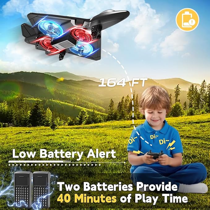 4DRC V31 Foam RC Planes Remote Control Airplanes for Kids Adults 4-7 8-16, Remote Control Planes Fighter Jet with Light, 360° Flip Fighter Jet Toy, Gravity Sensing, Stunt Roll, Gifts for Kids Boys