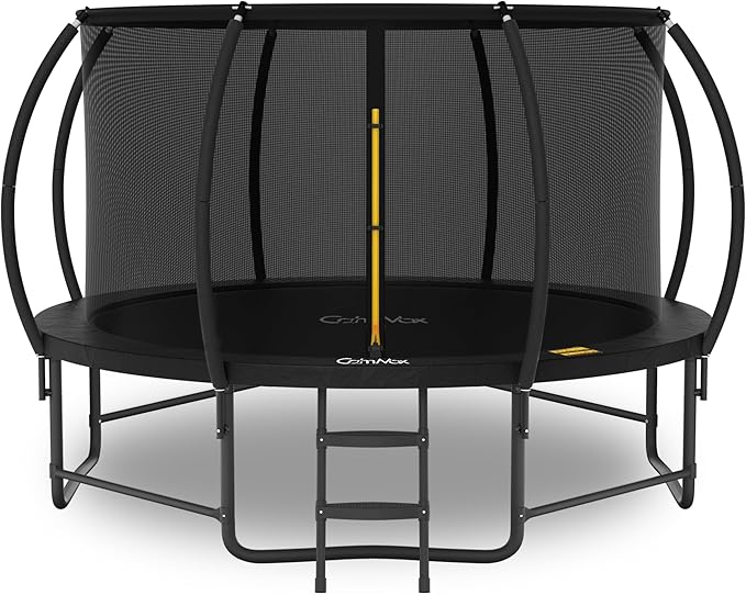 14FT 12FT 10FT 16FT Trampoline with Safety Enclosure, Anti-Rust Coating – ASTM Certified, Heavy-Duty Outdoor Trampoline with Ladder – for Kids & Adults