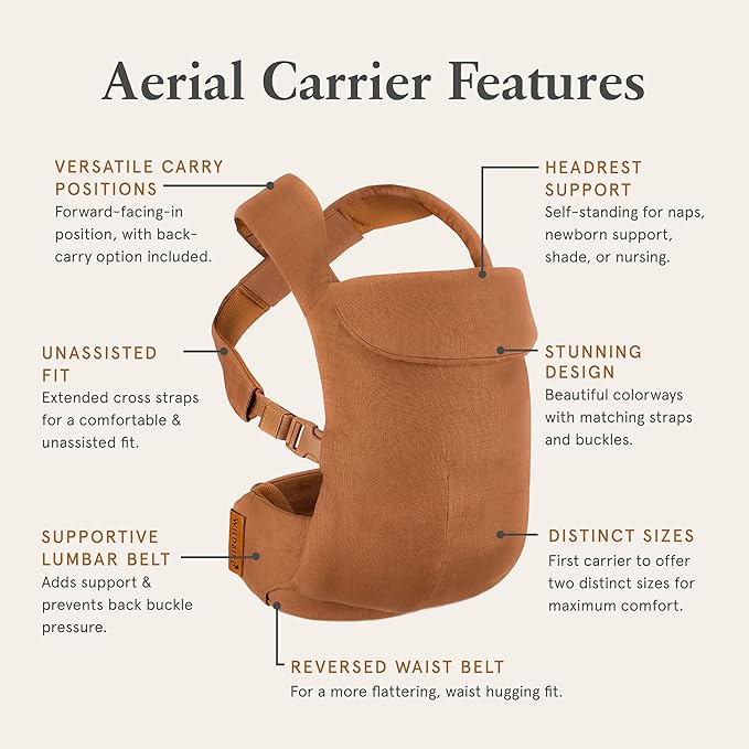 WildBird - Aerial Carrier - 7 to 45 lbs - for Moms, Dads & Caregivers - 100% Natural European Linen Fibers - Versatile & Adjustable - Large Size - Willow Fabric