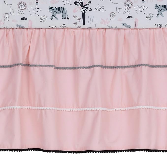 Lambs & Ivy Happy Jungle Pink/White Safari Nursery 5-Piece Crib Bedding Set