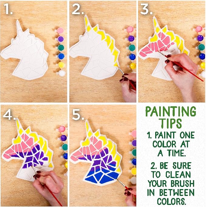 Creative Roots Mosaic Unicorn Stepping Stone, Includes 7-Inch Ceramic Stone & 6 Vibrant Paints, DIY Garden Stepping Stone Kit for Kids Ages 6+