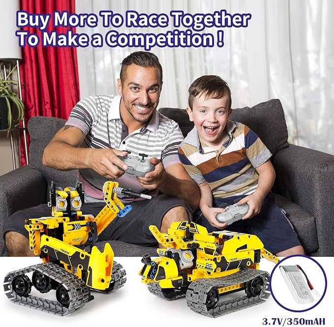 5 in 1 STEM Robot Toy Building Kit, 452 PCS Blocks App & Remote Control Engineering Toys Robotics for Kids Ages 8-12, RC Bulldozer Erector Sets for Boys Girls 6 7 9 10 11 13 14+ Birthday Gifts