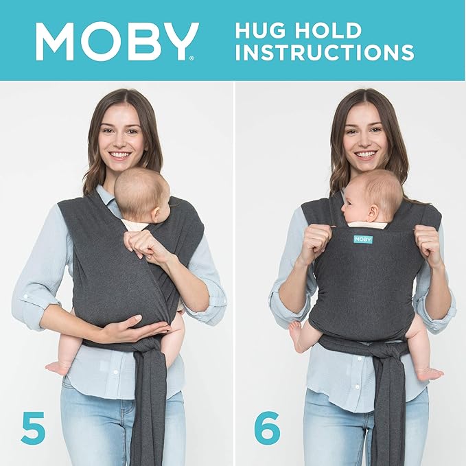 Moby Baby Wrap Carrier Classic for Newborns to Toddlers (8-33lbs), Infant Sling Carrier, Lightweight & Hands Free Design, Adjustable for All Body Types (Slate)