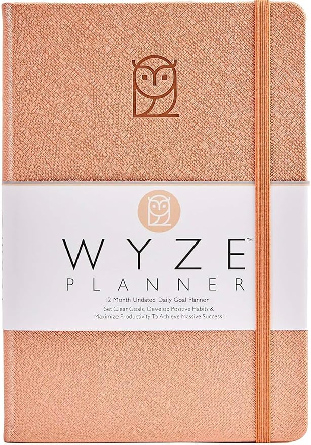 Undated Daily Planner – 1-Year B5 Productivity Organizer with Two-Page Weekly Spread, Goal Setting, Habit Tracker, Weekly & Monthly Pages – Hardcover Time Management Notebook (Rose Gold)