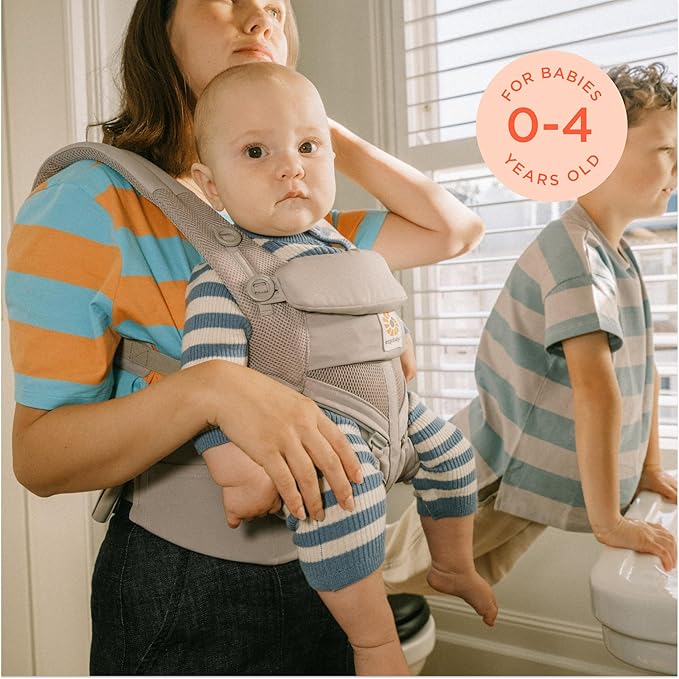 Ergobaby Omni Classic Baby Carrier Newborn to Toddler - Breathable Baby Carriers for Summer - All-Position Carrier with Lumbar Support (7-45 Pounds), Mesh, Oxford Blue