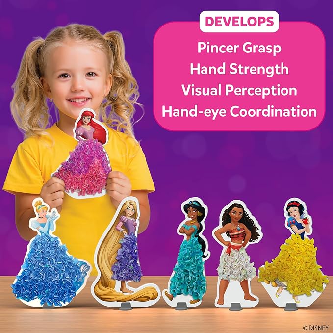 Skillmatics Poke-in Art - Disney Princesses, Mess-Free Fun for Kids, DIY Wood Craft Kits, Creative Activity, Gifts for Girls Ages 4, 5, 6, 7, 8, 9, Includes Cinderella, Ariel, Moana, Rapunzel & More