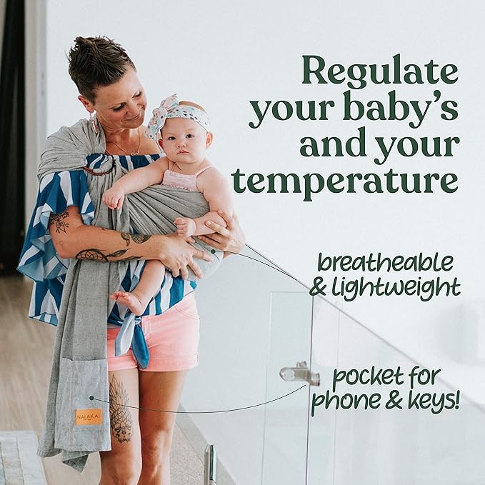 Nalakai Luxury Ring Sling Baby Carrier, Soft Linen Blend Baby Sling, Baby Wrap, Wear Your Little One Close to Your Heart, Comfort, Style