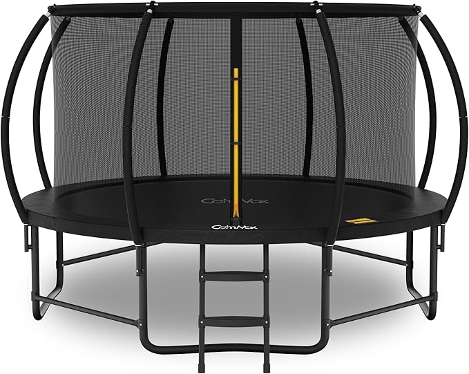 14FT 12FT 10FT 16FT Trampoline with Safety Enclosure, Anti-Rust Coating – ASTM Certified, Heavy-Duty Outdoor Trampoline with Ladder – for Kids & Adults