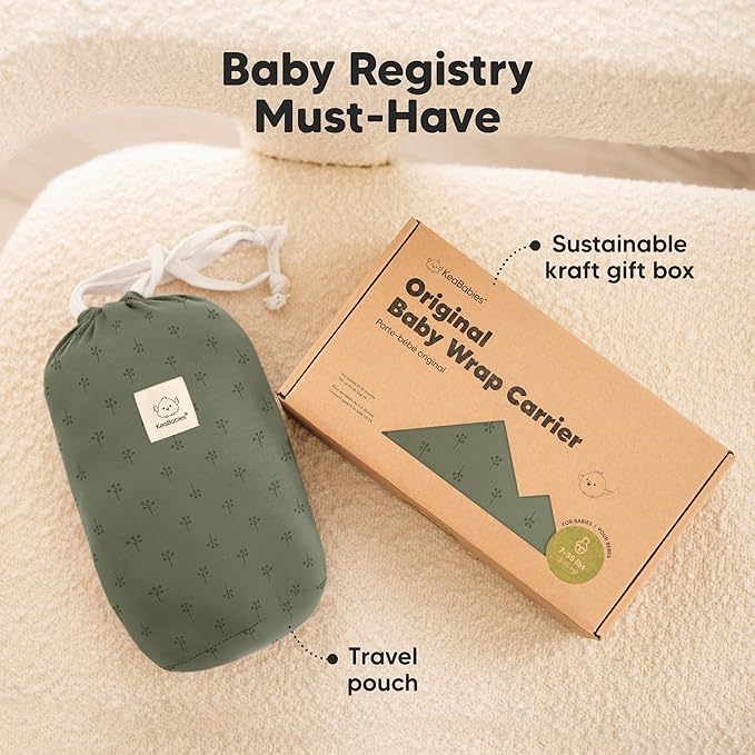 KeaBabies Baby Wrap Carrier - All in 1 Original Baby Carrier Newborn to Toddler Sling, Easy to Wear, Hands Free Bonding, Lightweight, Breathable Infant Wraps (Forest Berries)