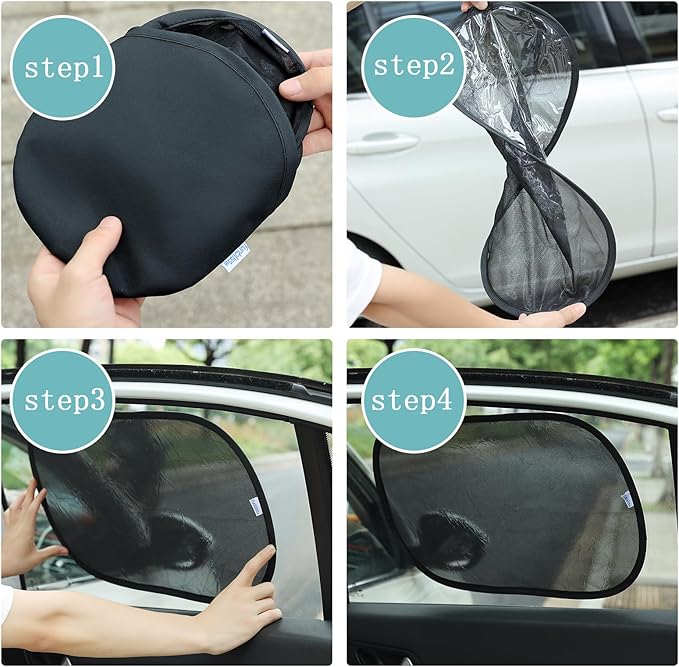 Funbliss Baby Car Mirror + 2-Pack Car Window Shades Bundle -100% Shatterproof, Wide Angle Convex