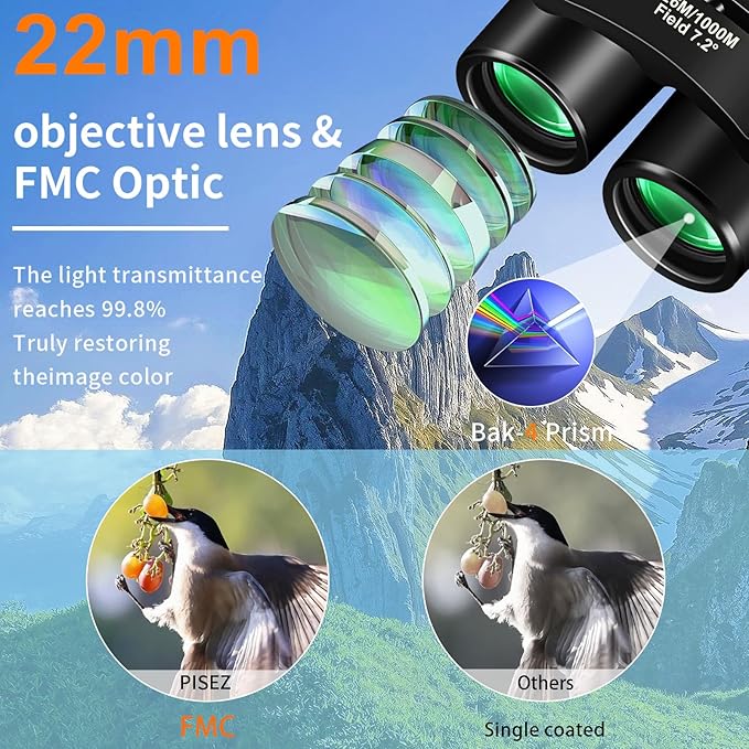 PISEZ 30X60 Compact Binoculars for Adults and Kids，Lightweight Foldable Easy Focus Small Binoculars for Bird Watching Hunting Concert Traveling Theater Opera Sightseeing