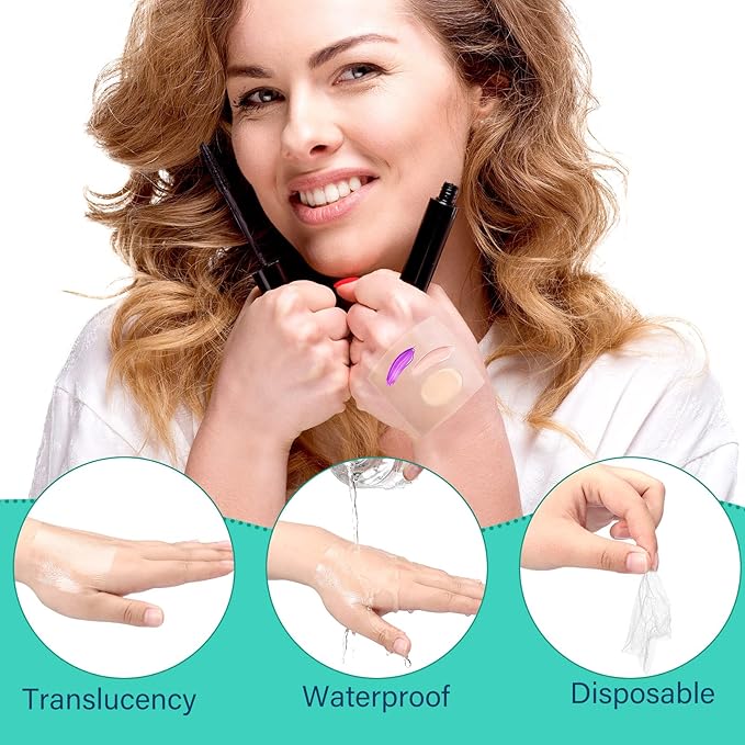 200 Pieces Makeup Hand Palette Single Use Makeup Mixing Palette Disposable Foundation Mixing Tray Adhesive Artist Cosmetic Makeup Palette Waterproof Makeup Tape for Women Girl (3.15 x 3.15 Inch)