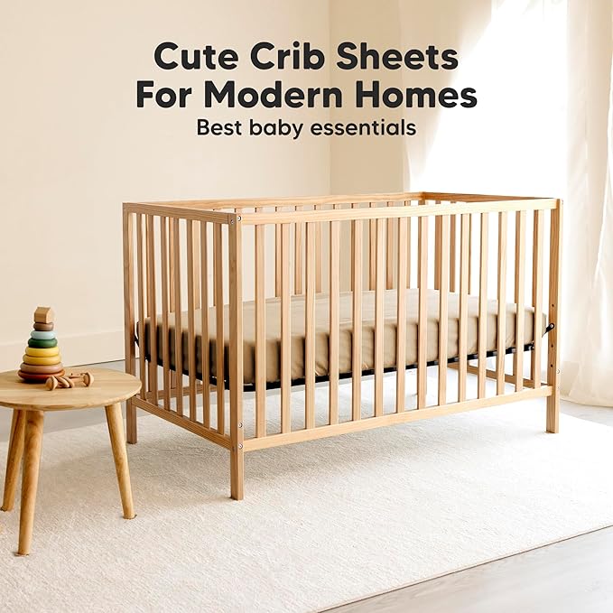 KeaBabies 2-Pack Organic Crib Sheets for Boys, Girls - 52x28 Fitted Crib Mattress Sheet Neutral, Breathable Jersey Cotton Cover for Baby Bed, Toddler Mattress, Soft & Cute Prints (Pecan)