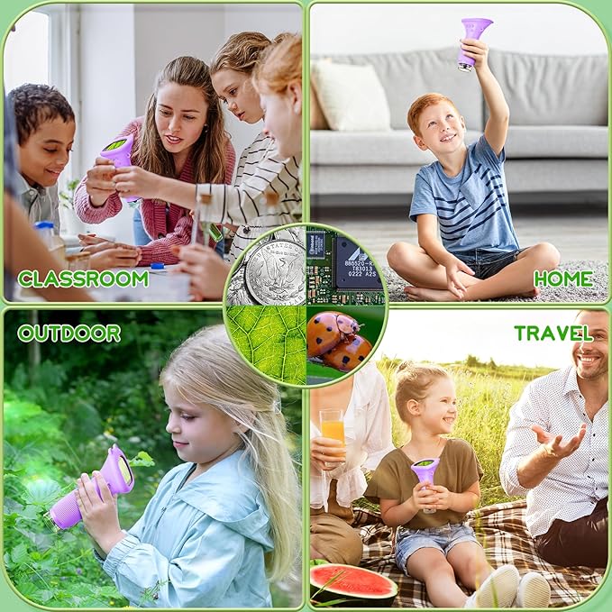 Microscope for Kids 200x Zoom 2-Inch HD Kids Microscope Camera - STEM Learning Kit | Portable Science Tool | Perfect for Ages 3-12 Girls | Purple