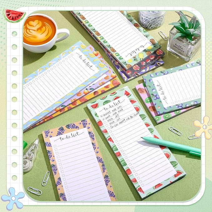 Censen 10 Pack 500 Sheets To Do List Notes Daily Checklist Notepads with 50 Sheets Each Undated Color Memo Pad Block Shopping List Pad Weekly Plan Notepad Organizer Planners(Fruit Color,Lined)