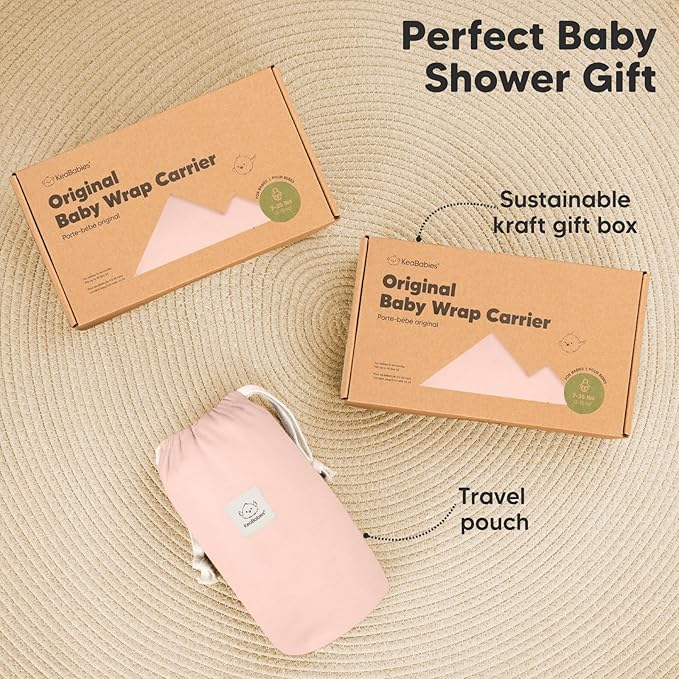 KeaBabies Baby Wrap Carrier - All in 1 Original Baby Carrier Newborn to Toddler Sling, Easy to Wear, Hands Free Bonding, Lightweight, Breathable Infant Wraps (Dusty Pink)