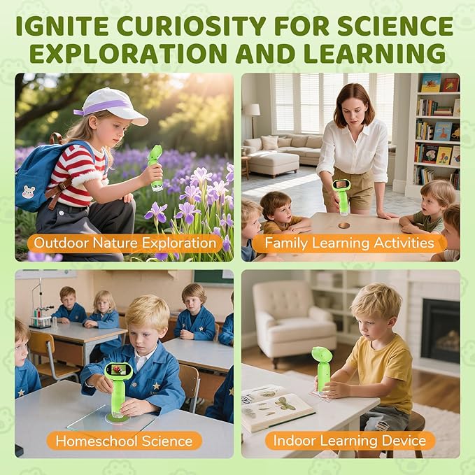 Microscope for Kids, Aurosports Kids Microscope Handheld, 1000X Pocket Miniscope Portable with Photo & Video - 2 Inch HD IPS Screen 32GB Digital Microscopes for Boys Girls Gifts