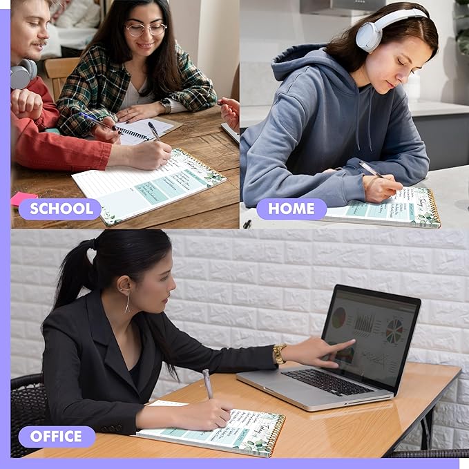 To Do List Notepad, Daily Planner Notebook with 52 Tear-off Sheets, Undated Writing Organizer for Daily Tasks and Goal, Coiled Task Track Checklist Productivity Pad for Office, Classroom, Home, School