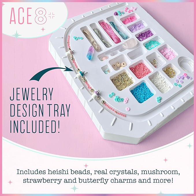 Bright Stripes Wish*Craft Mystical Jewelry Studio – Bracelet Making Kit with Heishi Beads, Real Crystals & Handcrafted Gemstones for Unique Jewelry Designs & Trendy Accessories
