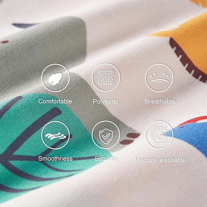 TILLYOU Toddler Pillowcases 13 x 18 Travel Pillow Case 2 Pack, Kids Pillowcases Machine Washable with Envelope Closure, Animal Geometry & Blue