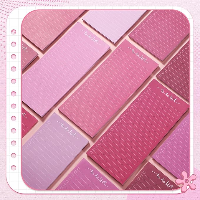 Censen 10 Pack 500 Sheets To Do List Notes Daily Checklist Notepads with 50 Sheets Each Undated Color Memo Pad Block Shopping List Pad Weekly Plan Notepad Organizer Planners (Gradient Pink,Lined)