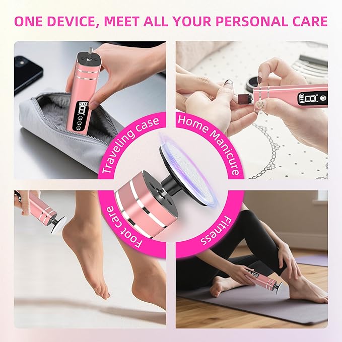 2 in 1 Electric Foot Callus Remover,9 Adjustable Speeds Rechargeable Electric Dead Skin Sander Pedicure Tools with Sandpaper Disk and Nail Drill Bits,Grinding Heads for Women&Men